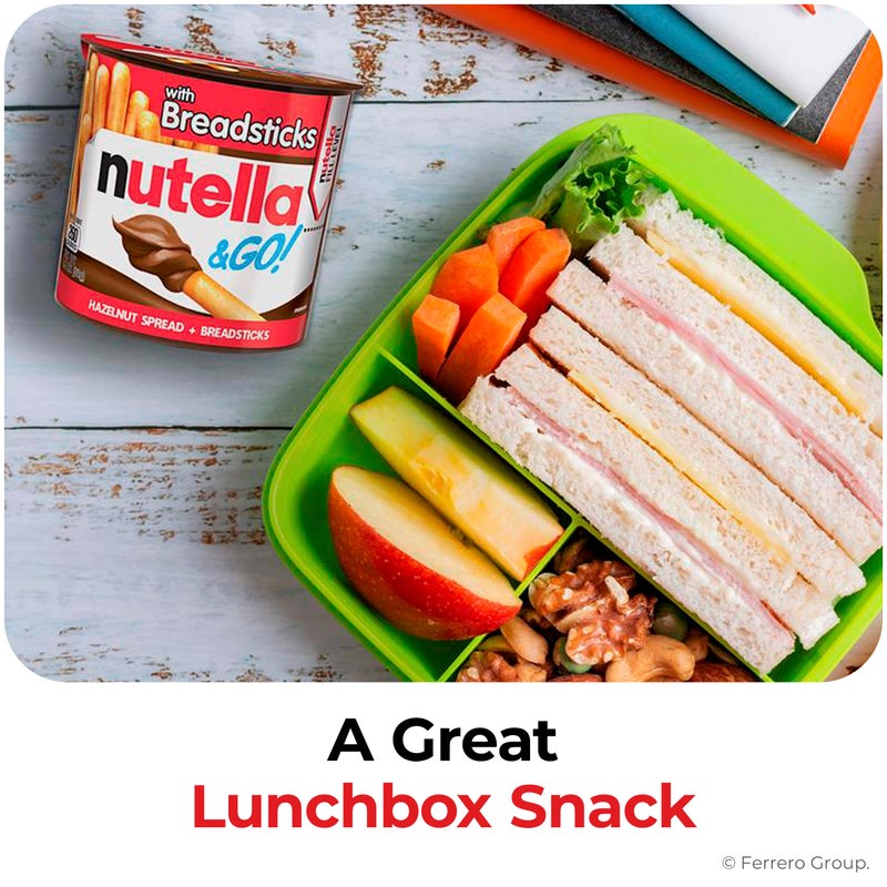 Nutella نوتيلا و غو! عبوة كبيرة 24 حبة، كريمة البندق والكاكاو مع أعواد الخبز، هدايا صغيرة، أكواب وجبات خفيفة، 1.8 أونصة لكل منها - Image 5