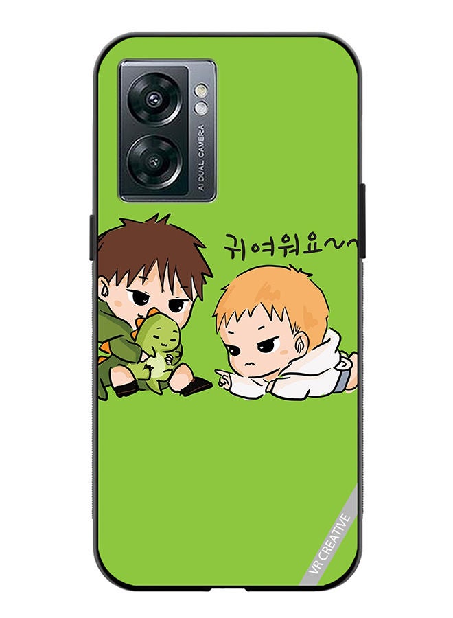VR CREATIVE Protective Case Cover For OnePlus Nord N300 Two Cute Kids Playing With Dino Design Multicolour - Image 1