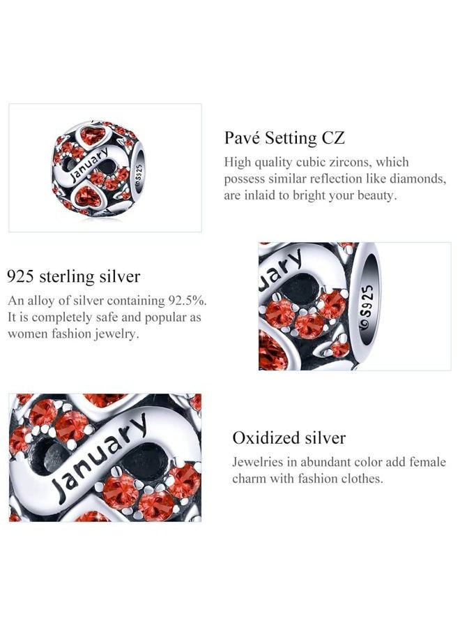 WOSTU Birthstone Series Charms for Bracelets for Women Girls Daughter Fit Pandora Charm Bracelet, Metal, Cubic Zirconia, - Image 5
