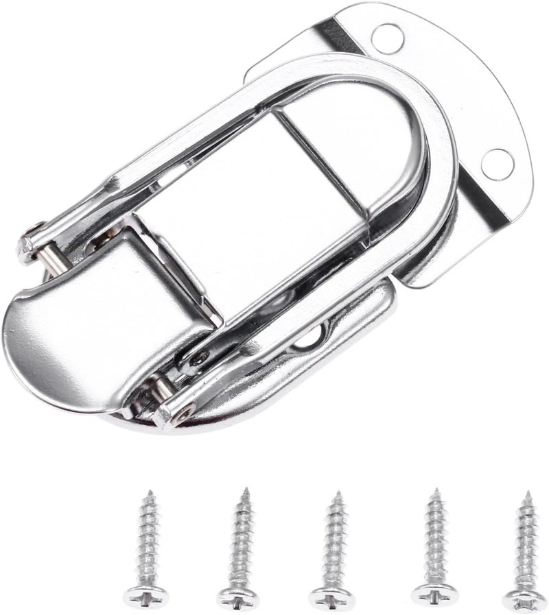 Dophee dophee 2Pcs Vintage Metal Box Lock Hasp Latch Clasp Toggle Buckle for Jewelry Box Gift Box Case Suitcase Luggage Furniture Hardware with Screws Silver - Image 3