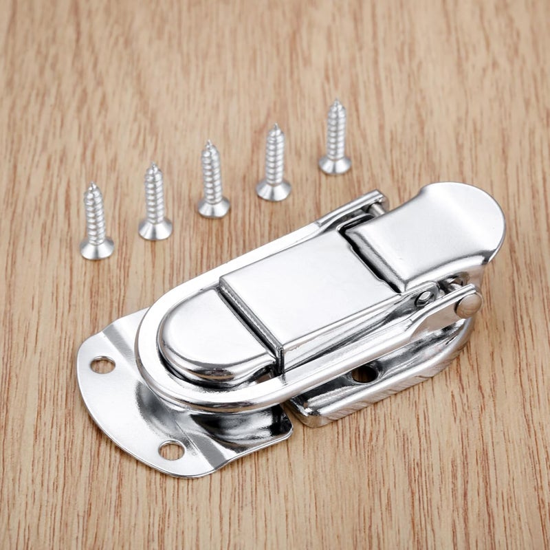 Dophee dophee 2Pcs Vintage Metal Box Lock Hasp Latch Clasp Toggle Buckle for Jewelry Box Gift Box Case Suitcase Luggage Furniture Hardware with Screws Silver - Image 4