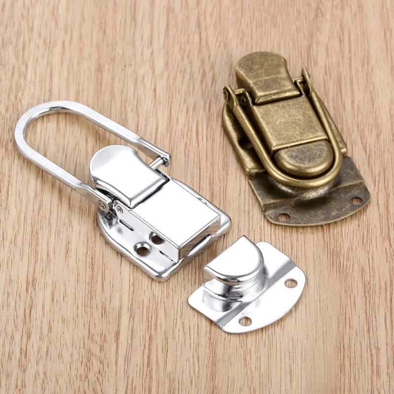 Dophee dophee 2Pcs Vintage Metal Box Lock Hasp Latch Clasp Toggle Buckle for Jewelry Box Gift Box Case Suitcase Luggage Furniture Hardware with Screws Silver - Image 5