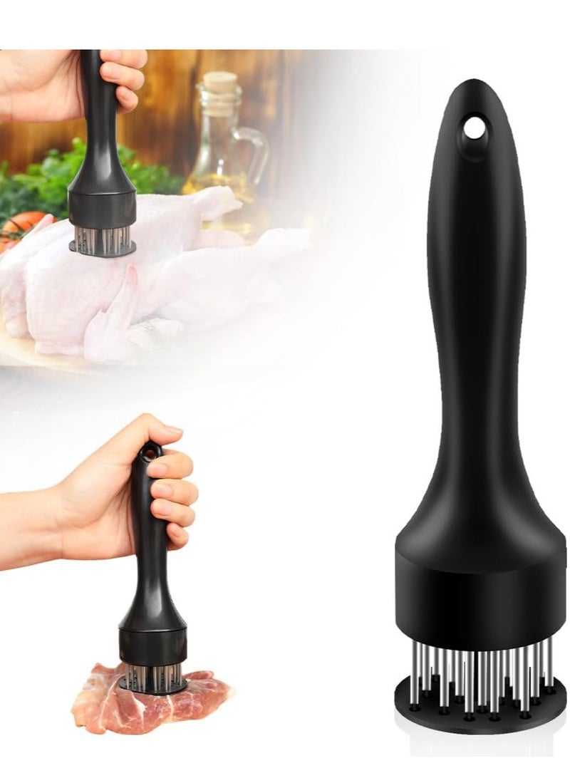 مطرقة تطرية لحوم من الفولاذ المقاوم للصدأ، أدوات مطبخ جديدة 2025، مطرقة تطرية مع 21 شفرة إبرية فائقة الحدة، أداة تطرية للدجاج والستيك ولحم البقر للشواء (أسود) - Image 1