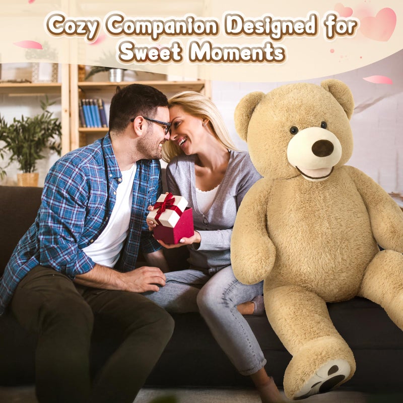 MorisMos 51 inch Smile Giant Teddy Bear Large Stuffed Bears with Big Footprints Big Stuffed Animals Cuddly Plush Gifts for Girlfriends Boyfriend Brown - Image 3
