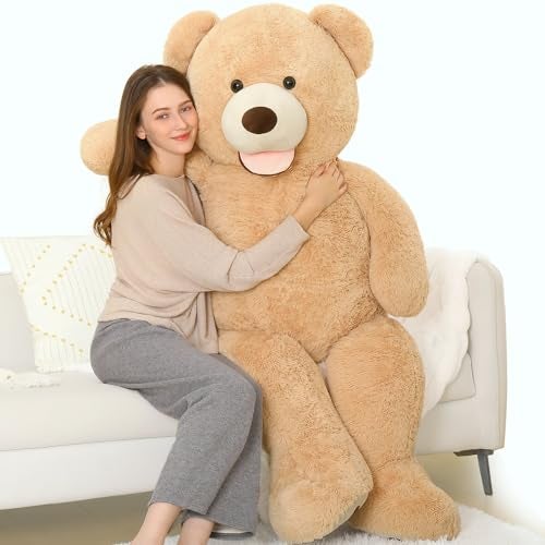 MorisMos 51 inch Smile Giant Teddy Bear Large Stuffed Bears with Big Footprints Big Stuffed Animals Cuddly Plush Gifts for Girlfriends Boyfriend Brown - Image 1