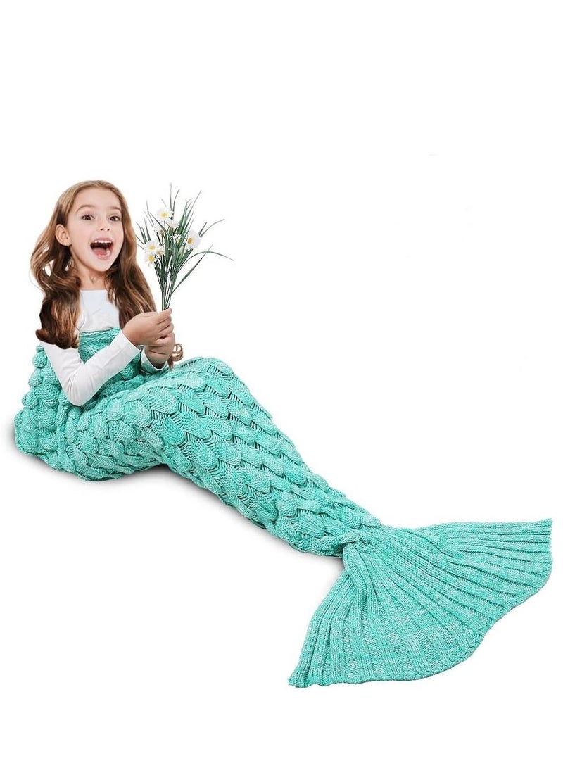 Gerenic Mermaid Tail Blanket, Soft Crochet Sleeping Bag Blanket, Mermaid Gift for Girls  - Image 1