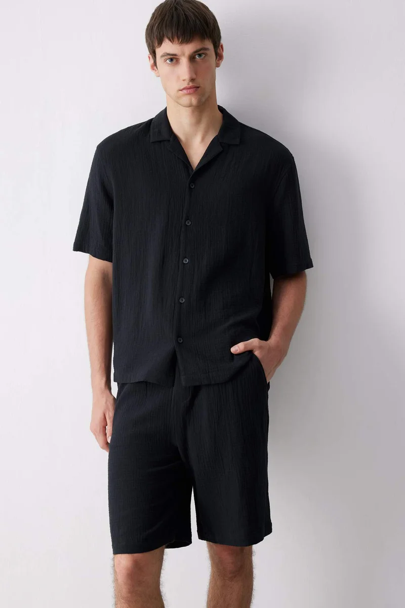 ديفاكتو Cotton Relax Fit Cotton Summer Muslin Shirt