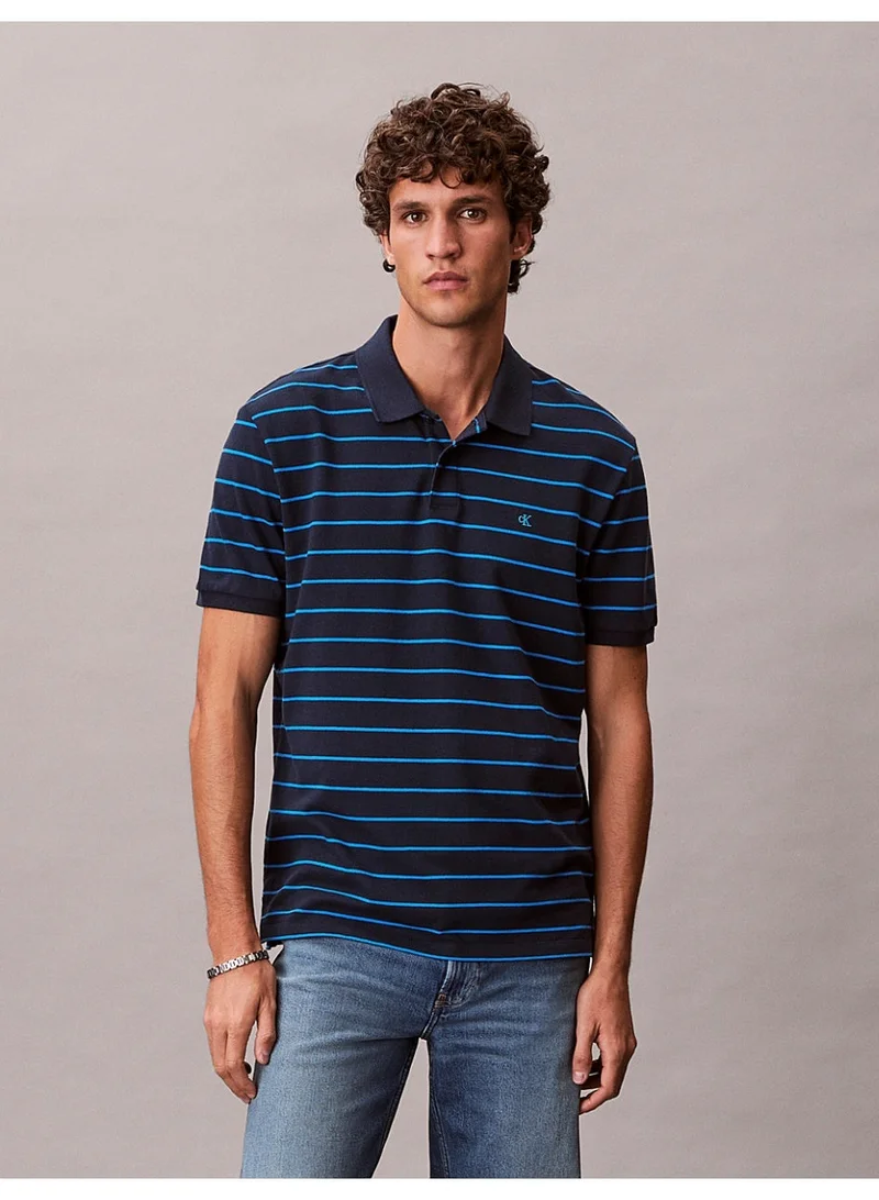 Striped Pique Polo Shirt
