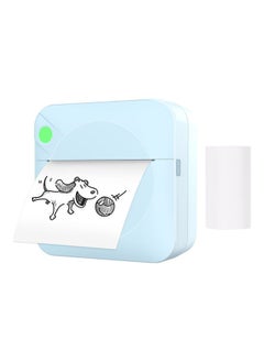 NIBEMINENT 203dpi Portable Pocket Thermal Printer with 1 Roll Paper Light Blue  - Image 1