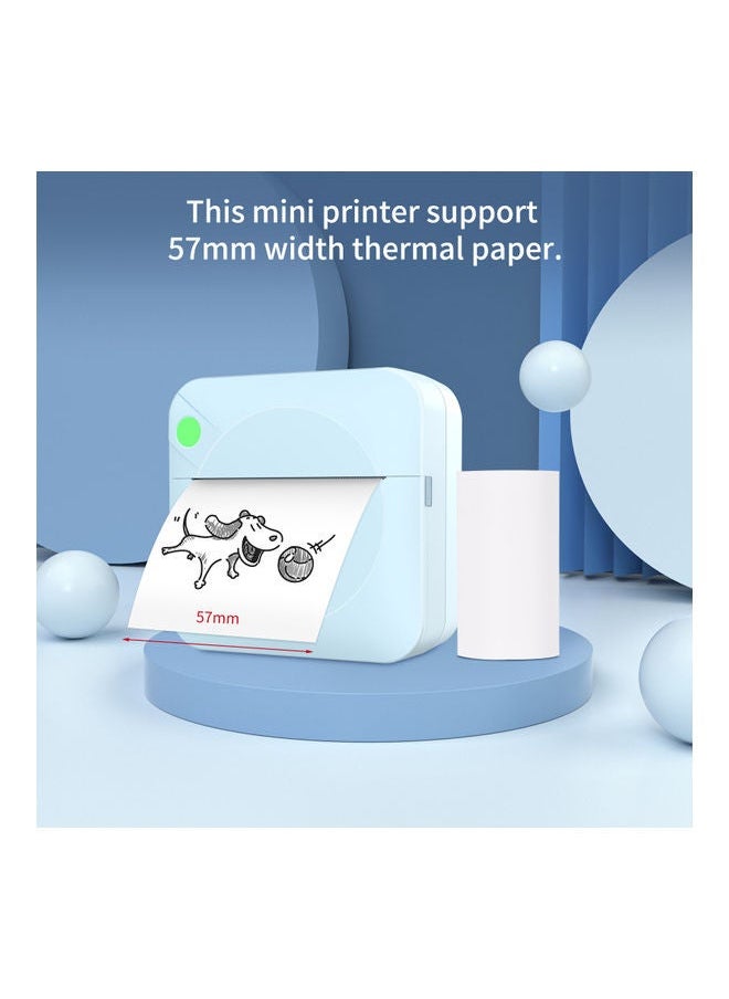 NIBEMINENT 203dpi Portable Pocket Thermal Printer with 1 Roll Paper Light Blue  - Image 3