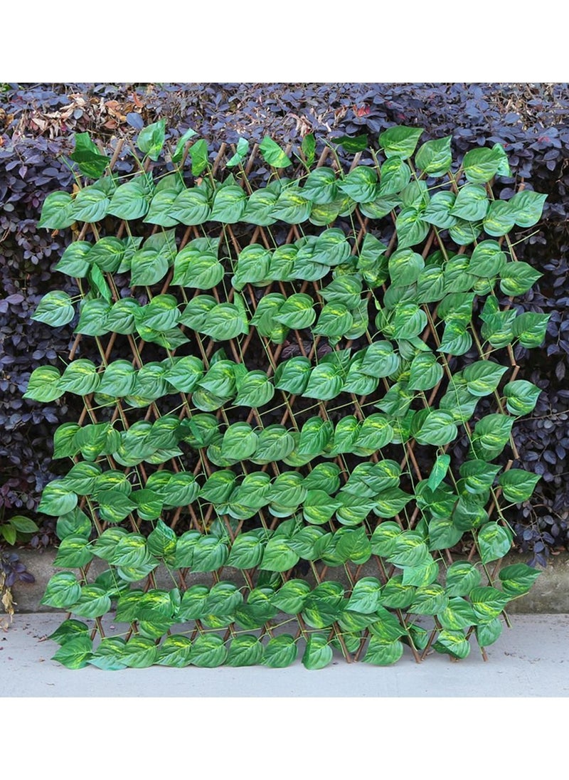 LINGWEI Bamboo Wooden Fence with Artificial Plants Green Ivy Leaves Expandable Wicker For Home Garden Wall Decoration 4pcs  - Image 2
