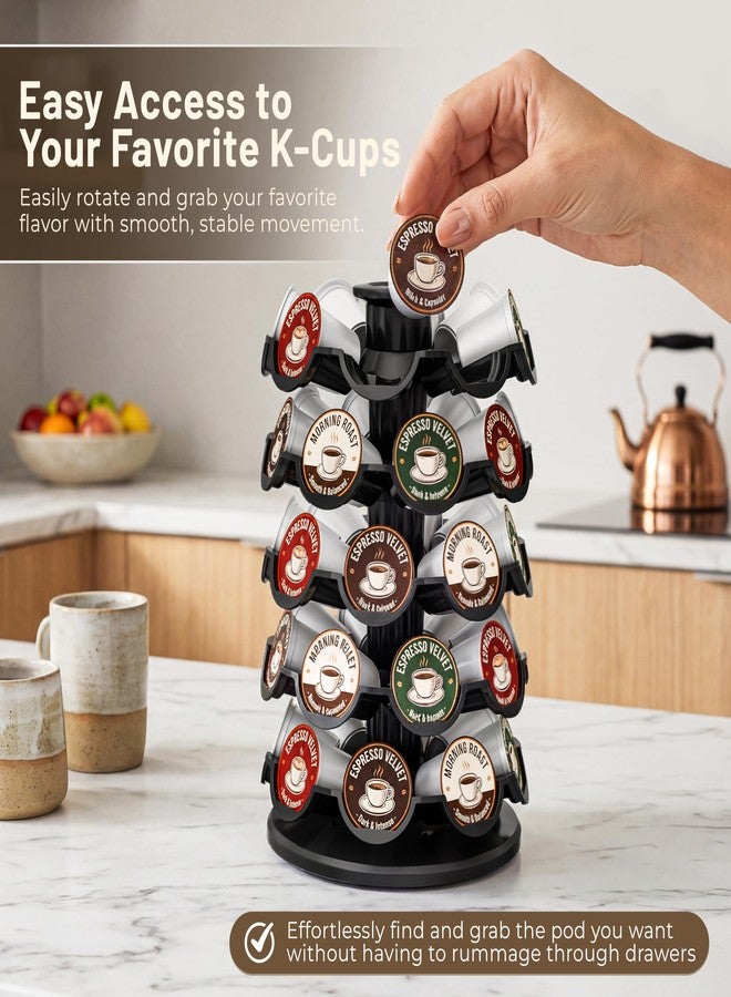 EVERIE Coffee Pod Carousel Organizer for Countertop, Holds 40 Single-Serve Coffee Pods, Smooth 360° Rotating Holder, Space-Saving Coffee Station Storage, Compact 8" x 8" x 12.4" - Image 5