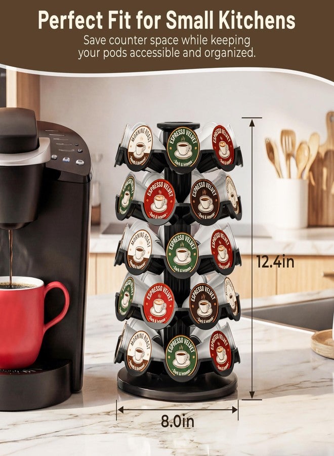 EVERIE Coffee Pod Carousel Organizer for Countertop, Holds 40 Single-Serve Coffee Pods, Smooth 360° Rotating Holder, Space-Saving Coffee Station Storage, Compact 8" x 8" x 12.4" - Image 4