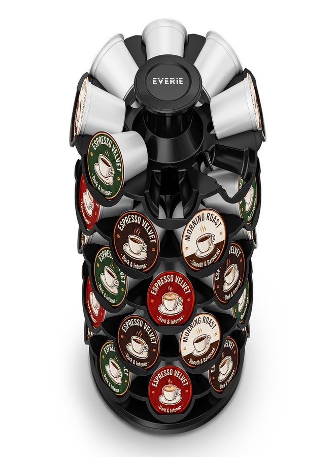 EVERIE Coffee Pod Carousel Organizer for Countertop, Holds 40 Single-Serve Coffee Pods, Smooth 360° Rotating Holder, Space-Saving Coffee Station Storage, Compact 8" x 8" x 12.4" - Image 1