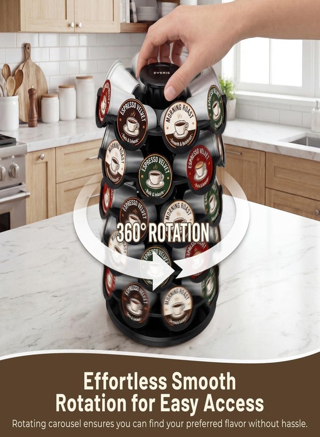 EVERIE Coffee Pod Carousel Organizer for Countertop, Holds 40 Single-Serve Coffee Pods, Smooth 360° Rotating Holder, Space-Saving Coffee Station Storage, Compact 8" x 8" x 12.4" - Image 3