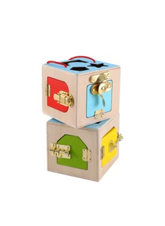 Generic CPC Wooden Montessori Busy House Nut Toolbox Children's Play House Multifunctional Unlock Early Education Educational Toys-Color:Multifunctional Shape Unlock Box 0.7kg  - Image 1