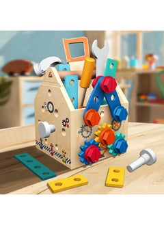 Generic CPC Wooden Montessori Busy House Nut Toolbox Children's Play House Multifunctional Unlock Early Education Educational Toys-Color:Multifunctional Shape Unlock Box 0.7kg  - Image 3