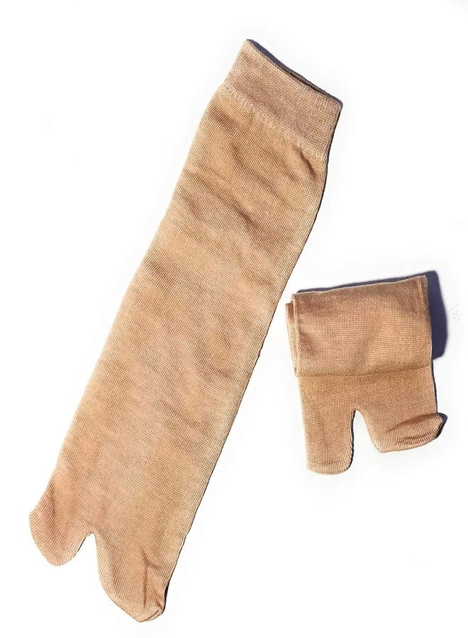 Malvina Girl's Formal Plain Cotton Ankle Length Winter Thumb Socks (Fawn)-(Pack of 4) - Image 5