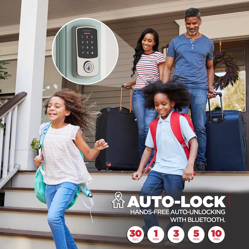 Kwikset Aura Reach Smart Lock Matter and Bluetooth Enabled Keyless Entry Door Lock Deadbolt, Proximity Wakeup, Geofence Auto-Unlock Satin Nickel - Image 3