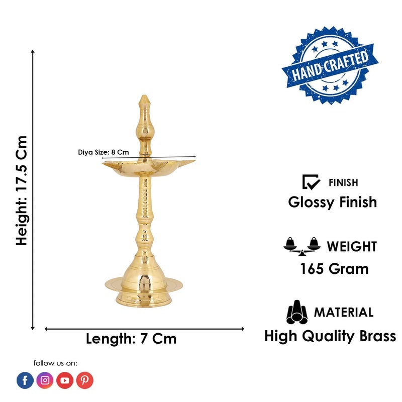 SATVIK 7 Inch Standing Brass Kerala Samai Diwali Deepak for Puja Traditional Panchmahal Pooja Deepam Diya Oil Lamp Kutthu Vilakku Dia Deepawali Return Gift Item - Image 5