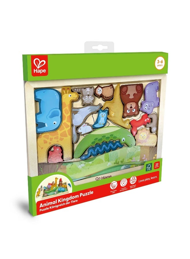 Hape مجموعة أحجية حيوانات مملكة 3D 2 في 1 من هابي (22 قطعة) - Image 1