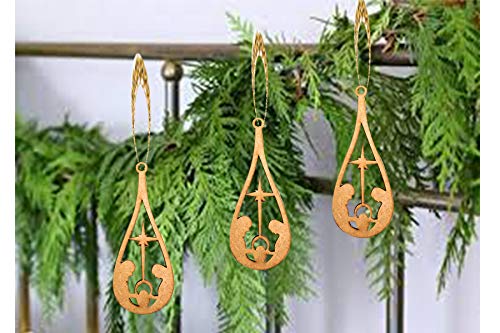 300Sparkles Christmas Tree Decorative Jesus Wooden Ornaments Home Room Office Party Decoration 20 PCS - Image 2