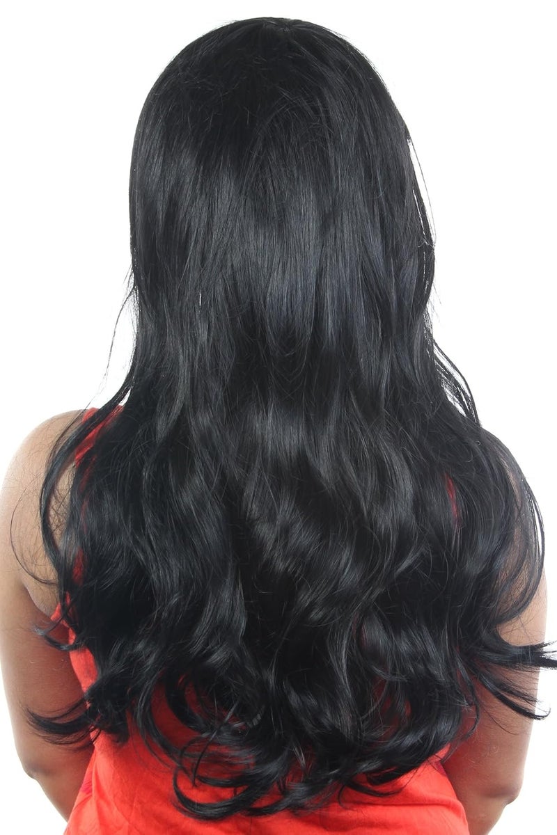 Ritzkart 65cm Soft Hair Fashion Long Wave Synthetic Hair Wig Full Lace 8836 Black - Image 3