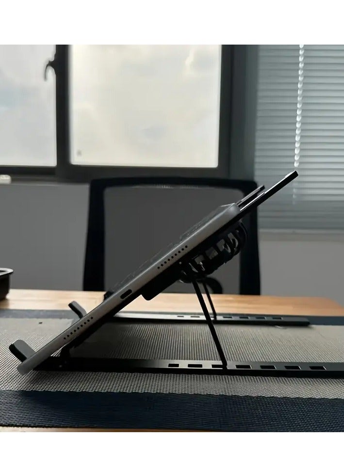 Adjustable Height Laptop Stand with Fan, Suitable for Notebooks and Tablets, Compatible with 25.4-39.62 cm Laptops, Ideal for Daily Office Use and Home Entertainment - Image 3