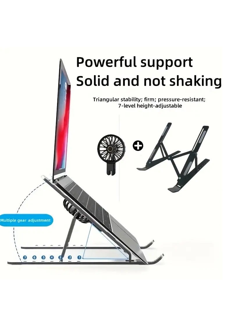 Adjustable Height Laptop Stand with Fan, Suitable for Notebooks and Tablets, Compatible with 25.4-39.62 cm Laptops, Ideal for Daily Office Use and Home Entertainment - Image 4