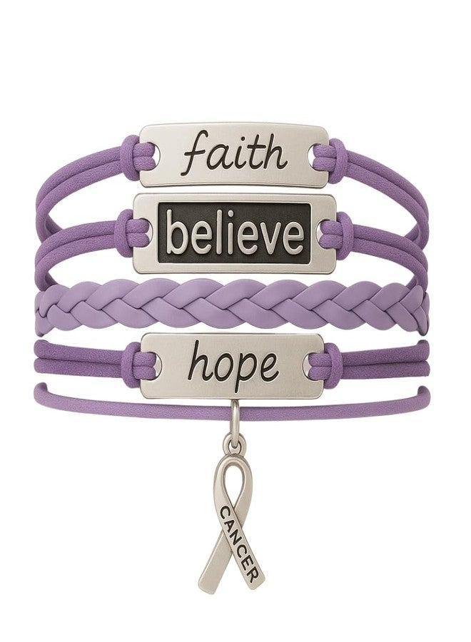 Infinity Collection Cancer Awareness Purple Ribbon Bracelet, Pancreatic Cancer Bracelet, Survivor Gift for Women - Image 1