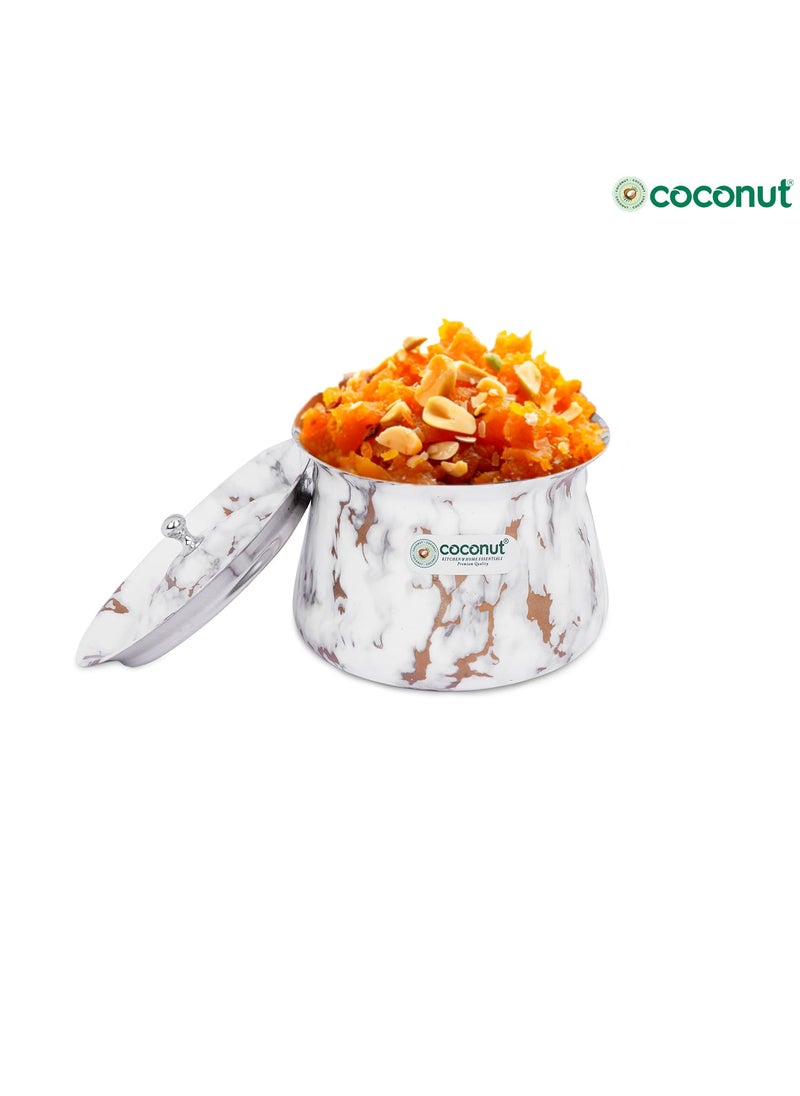 Coconut Coconut Stainless Steel - Marble-Look Handi | Multipurpose Serving Pot | Ideal for Serving Vegetable, Dal, Curd & Halwa | Everyday Use Kitchen Essential | 750ml  - Image 4
