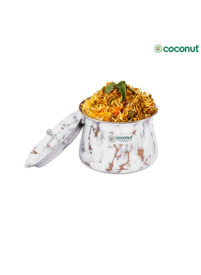 Coconut Coconut Stainless Steel - Marble-Look Handi | Multipurpose Serving Pot | Ideal for Serving Vegetable, Dal, Curd & Halwa | Everyday Use Kitchen Essential | 750ml  - Image 2