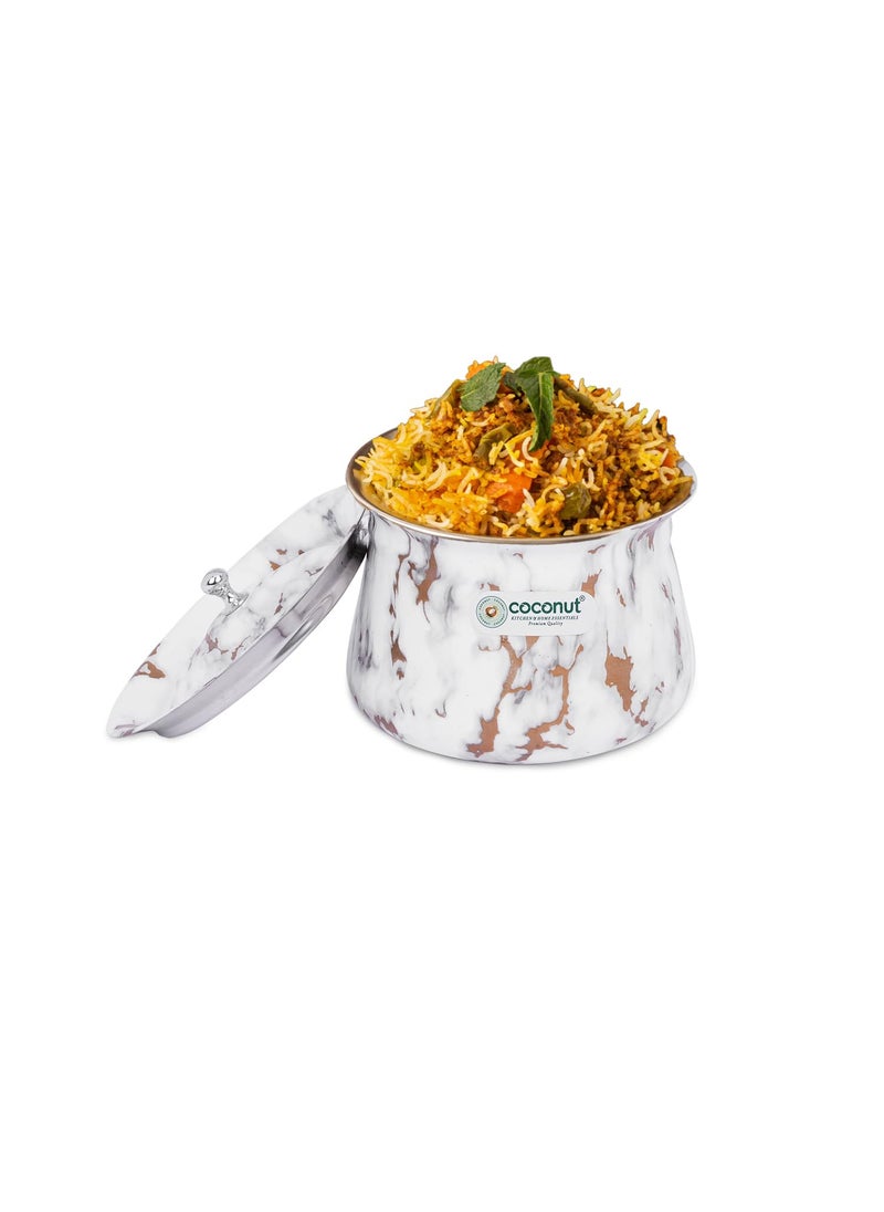 Coconut Coconut Stainless Steel - Marble-Look Handi | Multipurpose Serving Pot | Ideal for Serving Vegetable, Dal, Curd & Halwa | Everyday Use Kitchen Essential | 750ml  - Image 1