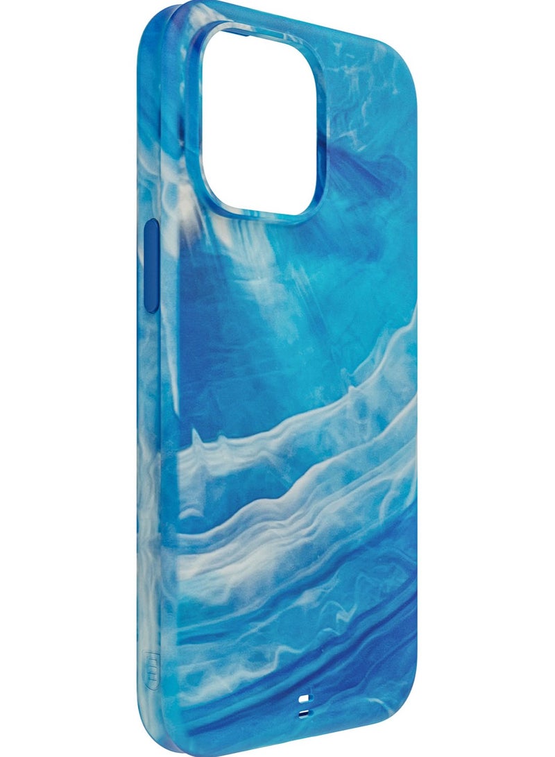 Bodyguardz Carve Marble for iPhone 15 PRO Case Cover compatible with MagSafe with Lanyard - Blue/White - Image 5