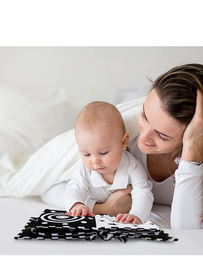 SYOSI High Contrast Baby Cloth Book for Early Education, Infant Tummy Time Mat, Three Dimensional Can Be Bitten and Tear Not Rotten Paper 0 3 Years Old Baby Toys Black and White - Image 2