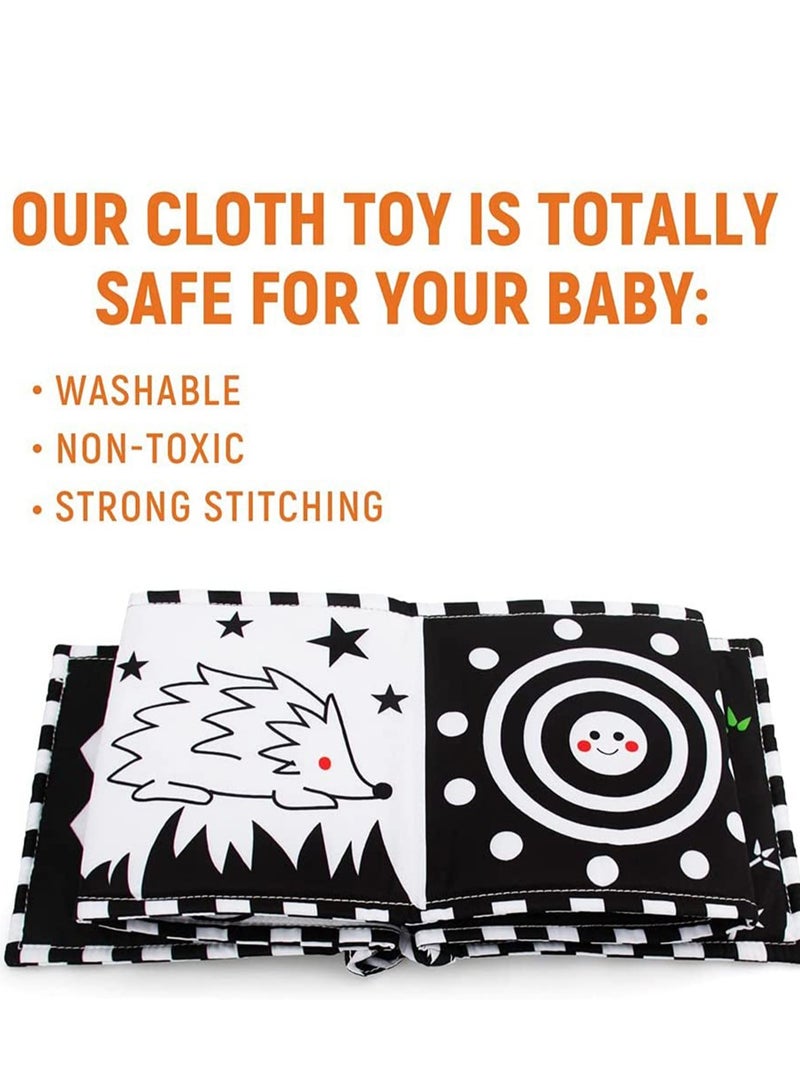 SYOSI High Contrast Baby Cloth Book for Early Education, Infant Tummy Time Mat, Three Dimensional Can Be Bitten and Tear Not Rotten Paper 0 3 Years Old Baby Toys Black and White - Image 4