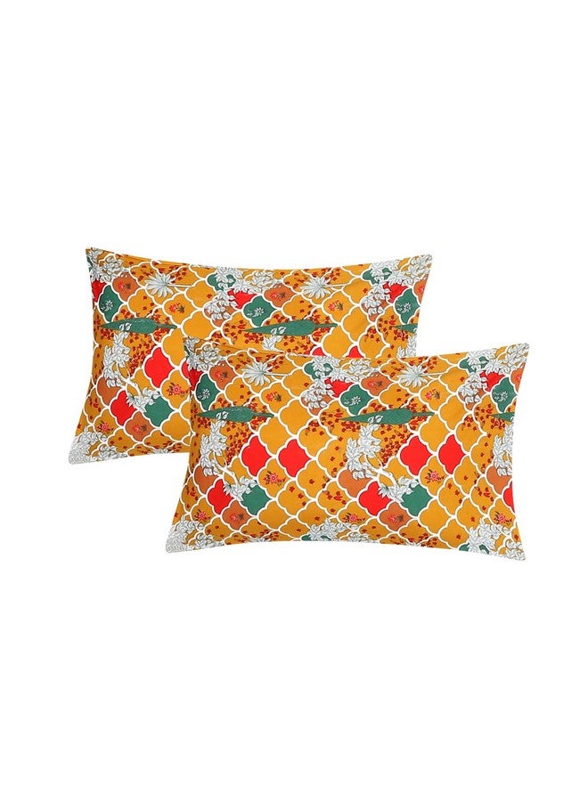 Status Contract Cotton Rich Jaipuri Rajasthani Double Bedsheet with 2 Pillow Covers for Bed Room, Home, Hotel-120 GSM (Yellow) - Image 5