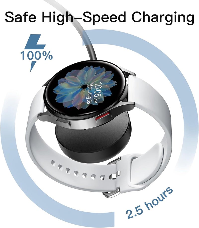 Sounce USB Charging Cable for Samsung Galaxy Watch 6/6 Classic/ 5 Pro/ 4/4 Classic/Watch 3/ Active 2/ Active 1 Wireless Magnetic Charging Cord 3.3Ft Cable - Black - Image 2
