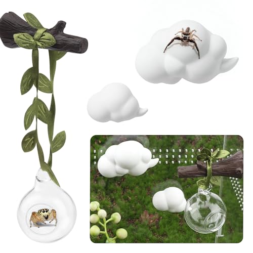 GAGILAND 4 Pcs Jumping Spider Accessories Glass Ball Habitat Cloud Platform Ledges Jumping Spider Hide for Decorating Jumping Spider Enclosure Climbing Exploration - Image 1