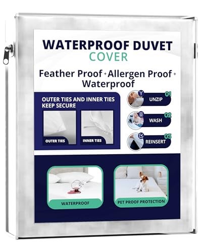 AllerSoft Waterproof Duvet Cover or Waterproof Blanket CoverDust Pet Dander Feather Pollen Allergy Control Duvet Protector - Image 1