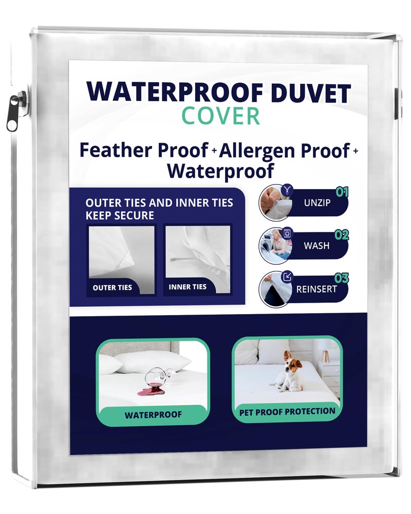 AllerSoft Waterproof Duvet Cover or Waterproof Blanket CoverDust Pet Dander Feather Pollen Allergy Control Duvet Protector - Image 2
