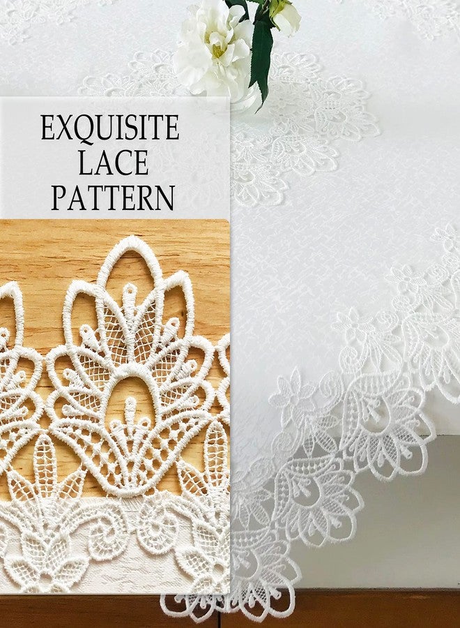 BrekSdat Lace Table Runner for Dining Table White for Wedding Holiday Party 16 x 70 Inches Vintage Peonies Lace Fabric Washable for Kitchen and End - Image 2