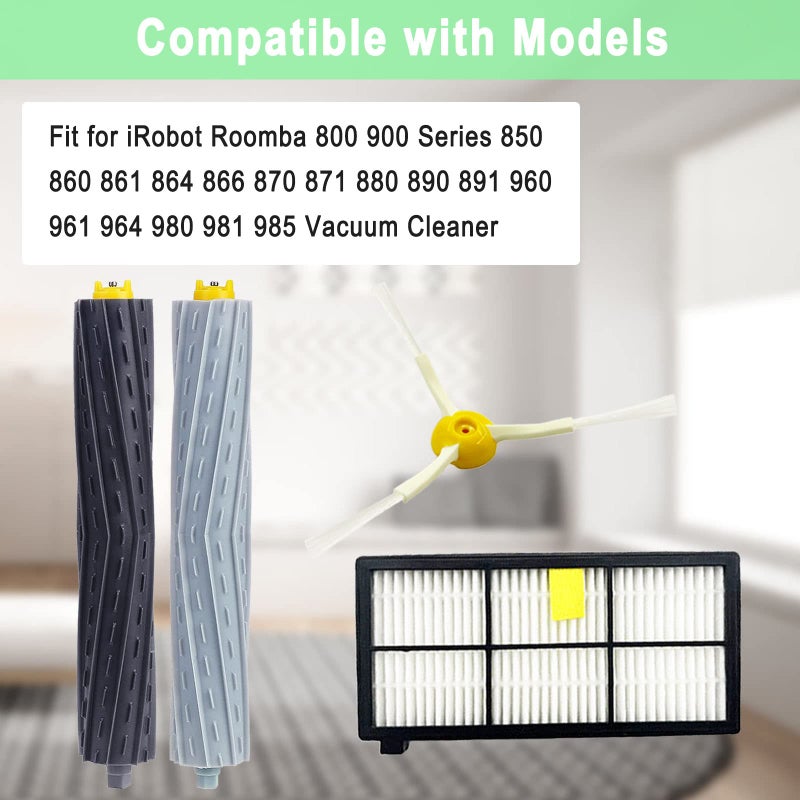 Tivcroxs 18 Pack Replacement Parts Compatible with iRobot Roomba 800 900 Series 805 850 860 861 864 866 870 871 880 890 891 960 980 981 985 961 Vacuum Accessories,2 Set Roller Brushes,8 Filters,8 Side Brushes - Image 2