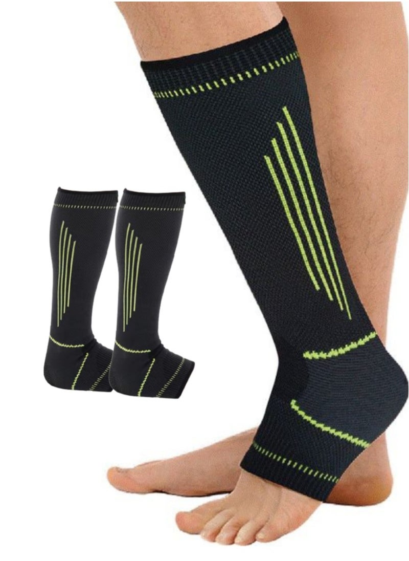 Generic Pack of 2 | Extended Ankle Brace | Non-Slip, Breathable, and Flexible Compression for Athletic Use, Pain Alleviation, Swelling Reduction, Injury Rehabilitation | Unisex Adjustable Ankle Support for Enhanced Stability  - Image 1