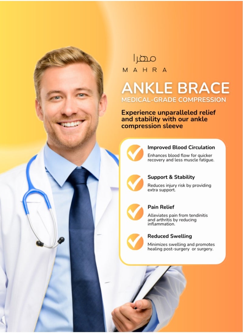 Generic Pack of 2 | Extended Ankle Brace | Non-Slip, Breathable, and Flexible Compression for Athletic Use, Pain Alleviation, Swelling Reduction, Injury Rehabilitation | Unisex Adjustable Ankle Support for Enhanced Stability  - Image 4