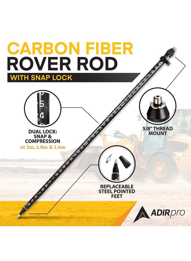 AdirPro 2M Carbon Fiber 3-Position Snap-Lock Rover Rod - Industrial Grade Fully Adjustable with Carry Bag for Professional & Personal Use - Image 2