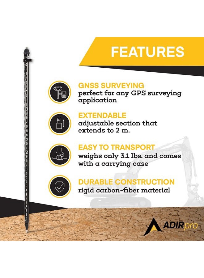 AdirPro 2M Carbon Fiber 3-Position Snap-Lock Rover Rod - Industrial Grade Fully Adjustable with Carry Bag for Professional & Personal Use - Image 4