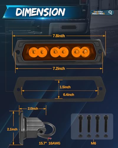 SWATOW INDUSTRIES Flush Mount LED Pods Amber SWATOW INDUSTRIES 7 Inch CREE LED Light Bar Amber Flush Mount Reverse Lights Spot Pod Lights Backup Lights for Truck Wrangler F150 Ram Toyota Chevy GMC SUV ATV - Image 3