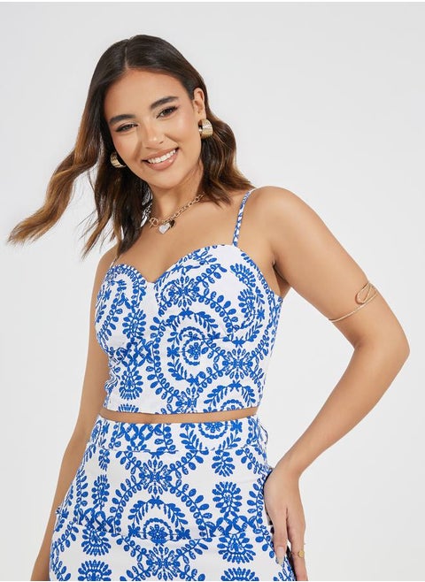 All Over Print Strappy Crop Bralette