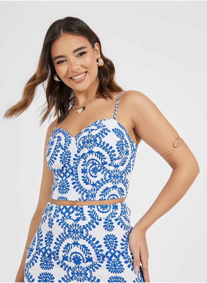 Styli - All Over Print Strappy Crop Bralette - Image 1
